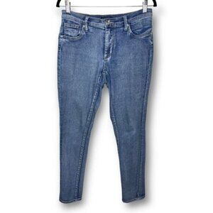 Venus Size 6 Blue Medium Wash Rhinestone Detail Minimalist Stretch Skinny Jeans